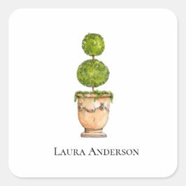 Pegatina Cuadrada acuarela topiaria elegante