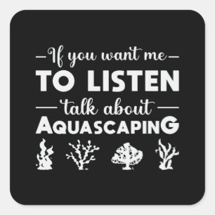 Pegatina Cuadrada Acuario habla de acuarios divertidos
