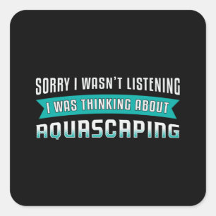 Pegatina Cuadrada Acuario pensando en acuarios divertidos