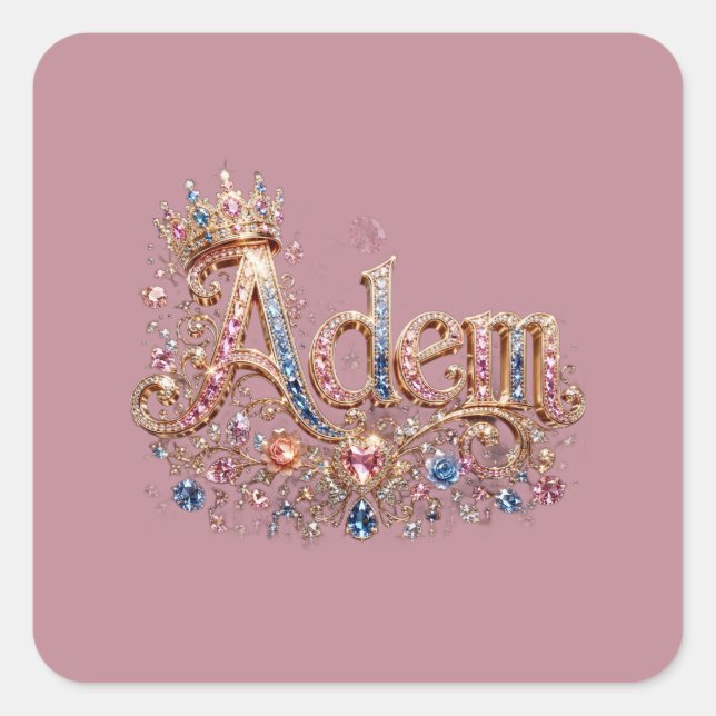 Pegatina Cuadrada Adam Crown Design  (Anverso)