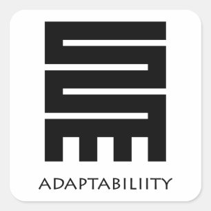 Pegatina Cuadrada Adaptabilidad ( Nkyinkyim ) Adinkra Símbolo Pegati