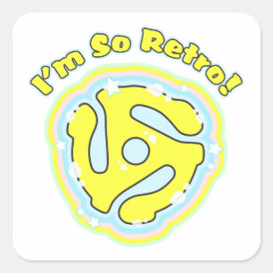 Pegatina Cuadrada Adaptador de 45 RPM tan retro