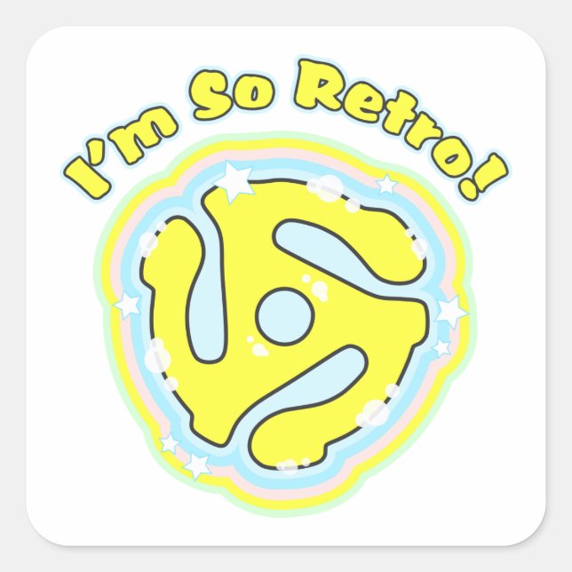 Pegatina Cuadrada Adaptador de 45 RPM tan retro (Anverso)