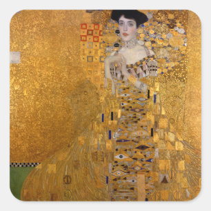 Pegatina Cuadrada Adele, Dama en oro de Gustav Klimt, Vintage