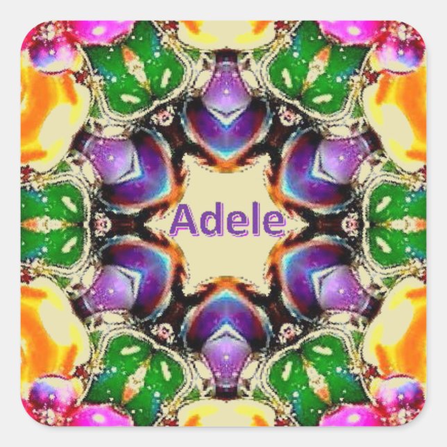Pegatina Cuadrada ADELE ~ Patrón abstracto brillante ~ Personalizado (Anverso)