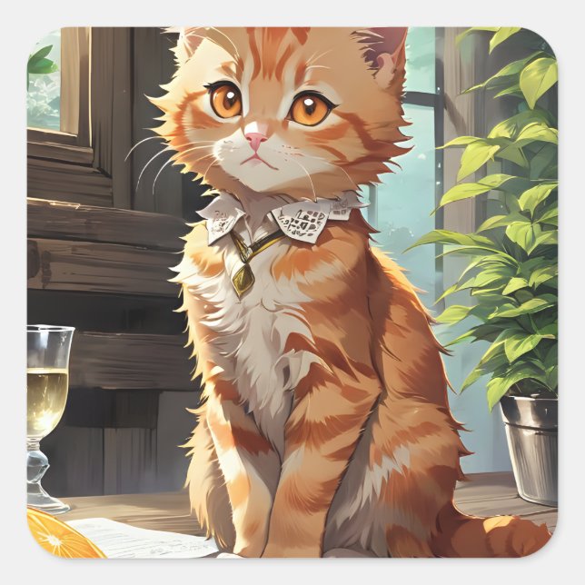 Pegatina Cuadrada Adesivo Anime Coleção Filhotes (Anverso)