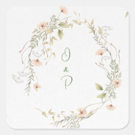 Pegatina Cuadrada Adesivo Delicated Flowers