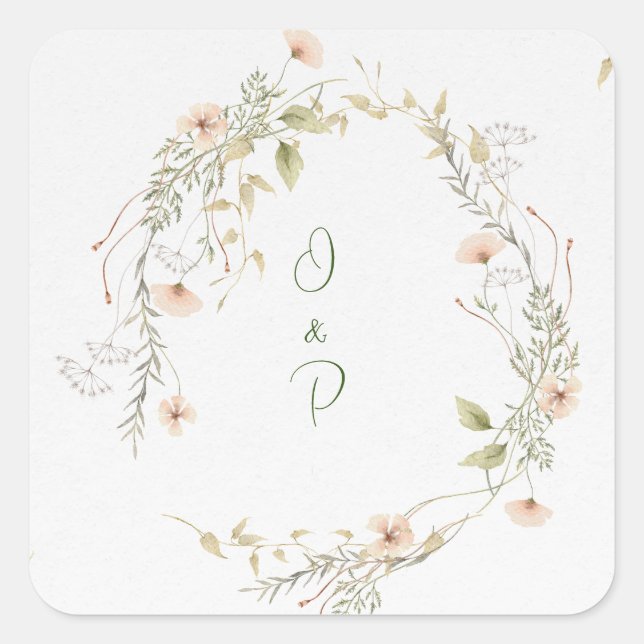 Pegatina Cuadrada Adesivo Delicated Flowers (Anverso)