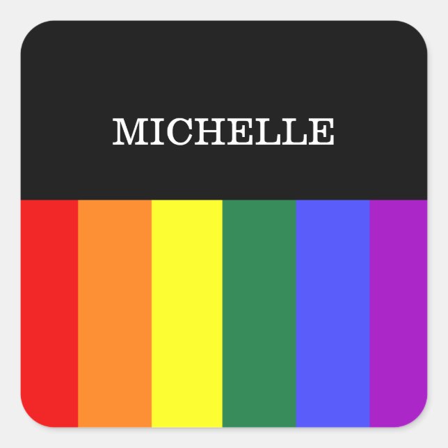 Pegatina Cuadrada Adesivos Autocolante Orgulho Gay Rainbow (Anverso)