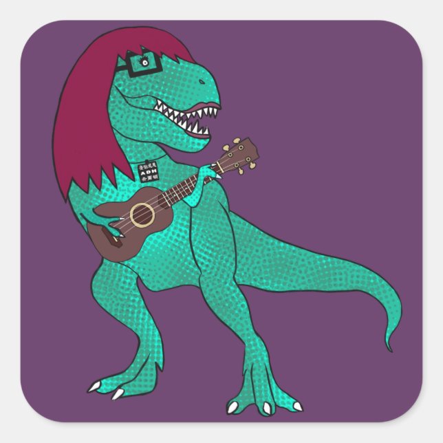 Pegatina Cuadrada ADH T-Rex (Anverso)