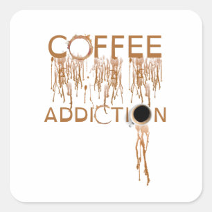 Pegatina Cuadrada adicción al café