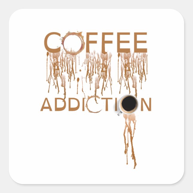 Pegatina Cuadrada adicción al café (Anverso)