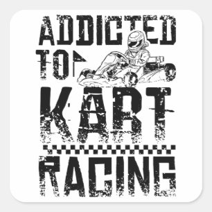 Pegatina Cuadrada Adicto A Ir A Kart