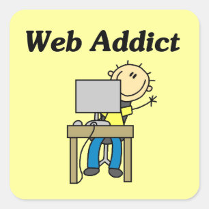 Pegatina Cuadrada Adicto a la Web