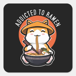 Pegatina Cuadrada Adictos a Ramen