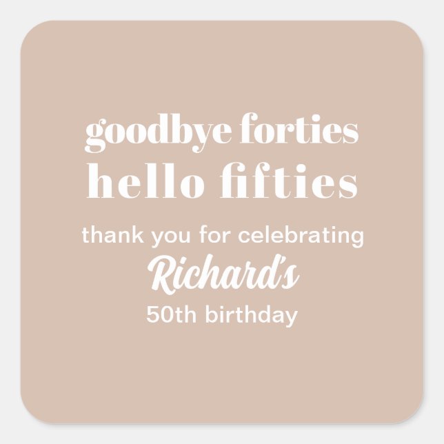 Pegatina Cuadrada Adiós 4000 a 50 años (Anverso)