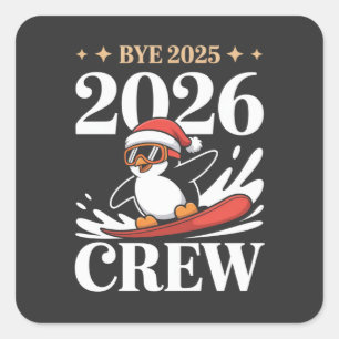 Pegatina Cuadrada Adiós Divertido 2025 2026 Equipo Año Nuevo Amigos 