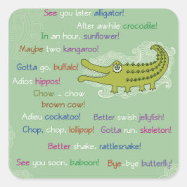 Pegatina Cuadrada Adiós y buena suerte de grupo, lagarto