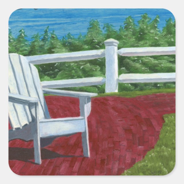 Pegatina Cuadrada Adirondack Chair Painting (Anverso)