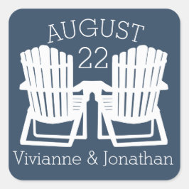 Pegatina Cuadrada Adirondack Chairs Blue