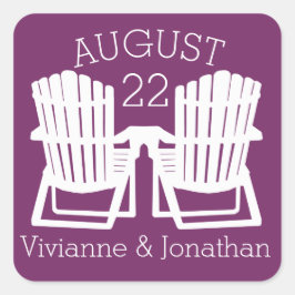 Pegatina Cuadrada Adirondack Chairs Plum