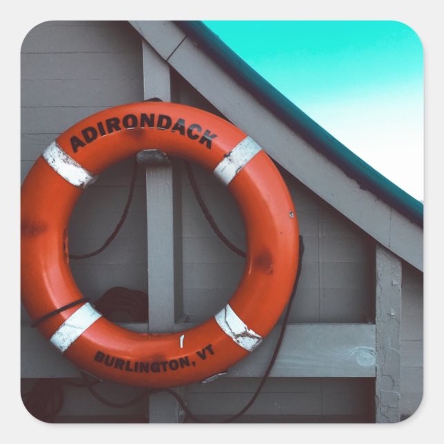 Pegatina Cuadrada adirondack ferry lifesaver (Anverso)