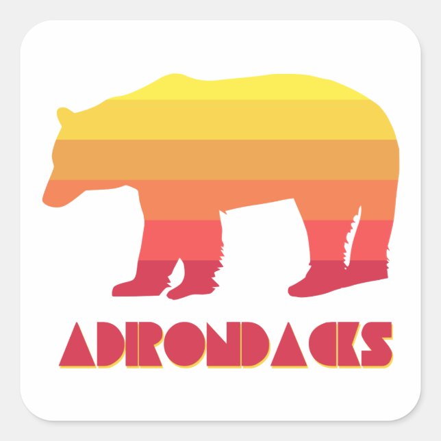 Pegatina Cuadrada Adirondacks Bear (Anverso)