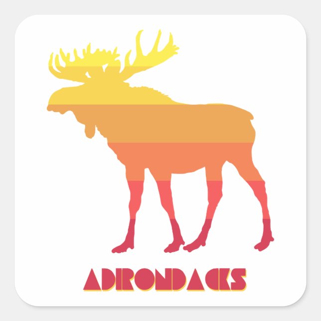 Pegatina Cuadrada Adirondacks Moose (Anverso)