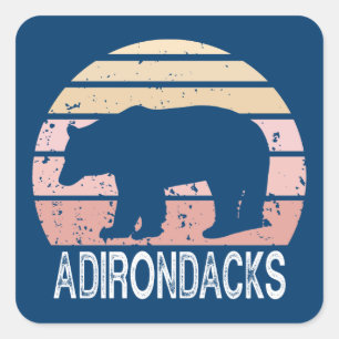 Pegatina Cuadrada Adirondacks Retro Bear