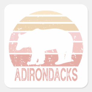 Pegatina Cuadrada Adirondacks Retro Bear