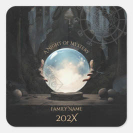 Pegatina Cuadrada Adivinador de Bola de Cristal Mística Halloween