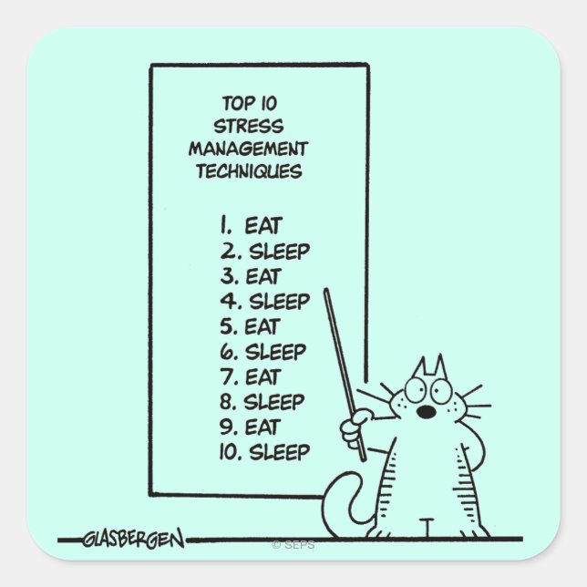 Pegatina Cuadrada Administración de tiempo (Anverso)