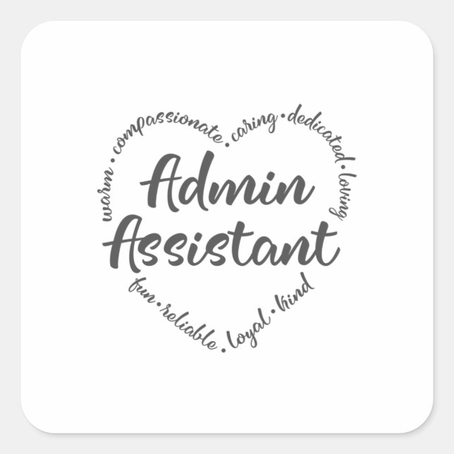 Pegatina Cuadrada Administrador, asistente administrativo, asistente (Anverso)