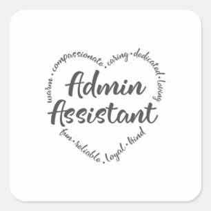 Pegatina Cuadrada Administrador, asistente administrativo, asistente