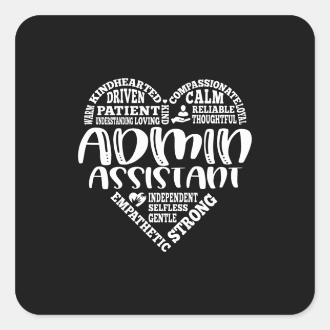 Pegatina Cuadrada Administrador, asistente administrativo, asistente (Anverso)