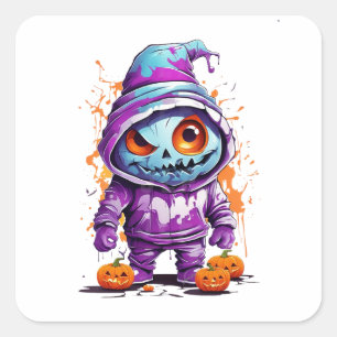 Pegatina Cuadrada Adolescente de Calabaza