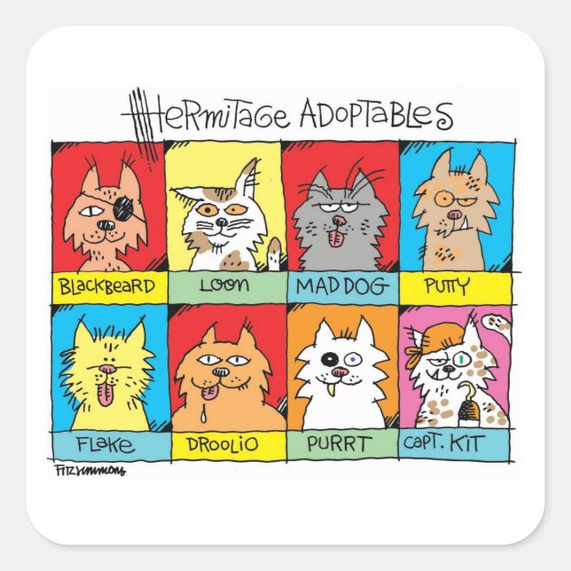 Pegatina Cuadrada Adoptables - Pegatinas (Anverso)