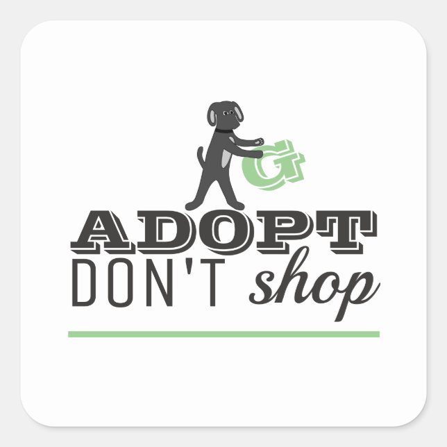 Pegatina Cuadrada Adoptar no comprar (Anverso)