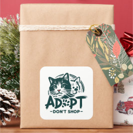 Pegatina Cuadrada Adoptar no comprar 1