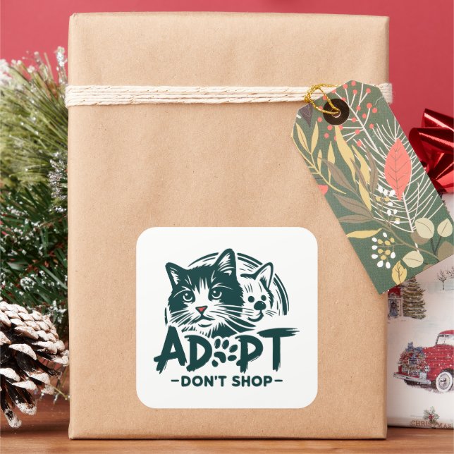 Pegatina Cuadrada Adoptar no comprar 1 (Vacaciones)