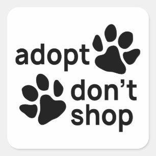 Pegatina Cuadrada Adoptar no comprar hojas