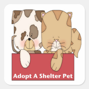 Pegatina Cuadrada Adoptar Un Mascota De Refugio