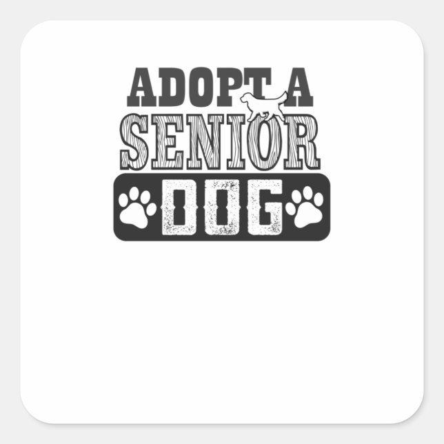 Pegatina Cuadrada adoptar un perro de alto rango (Anverso)