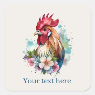 Pegatina Cuadrada adorable amante del gallinero en el país añada men