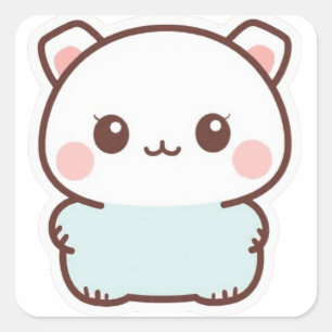 Pegatina Cuadrada “Adorable Kawaii Animal Sticker – Chibi Cute Paste