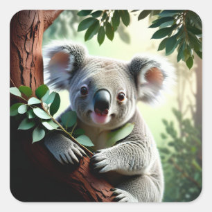 Pegatina Cuadrada Adorable Koala Bear