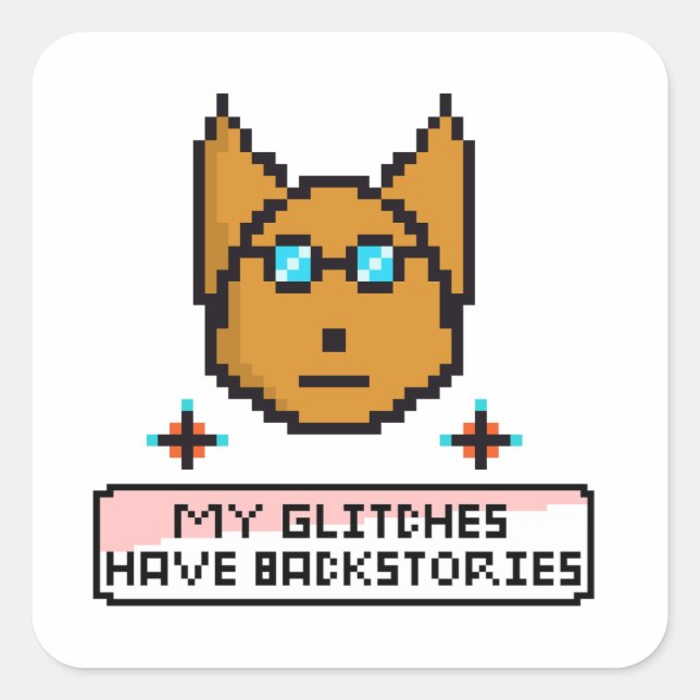 Pegatina Cuadrada Adorable Nerd Puppy with Glasses (Anverso)