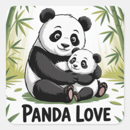 Pegatina Cuadrada Adorable Panda Love Back to School