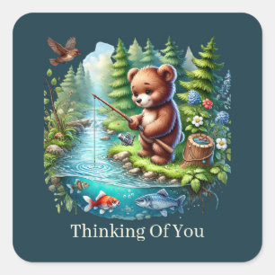 Pegatina Cuadrada adorable pensamiento de tu oso personalizable