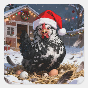 Pegatina Cuadrada Adorable Polish Chicken Festivo